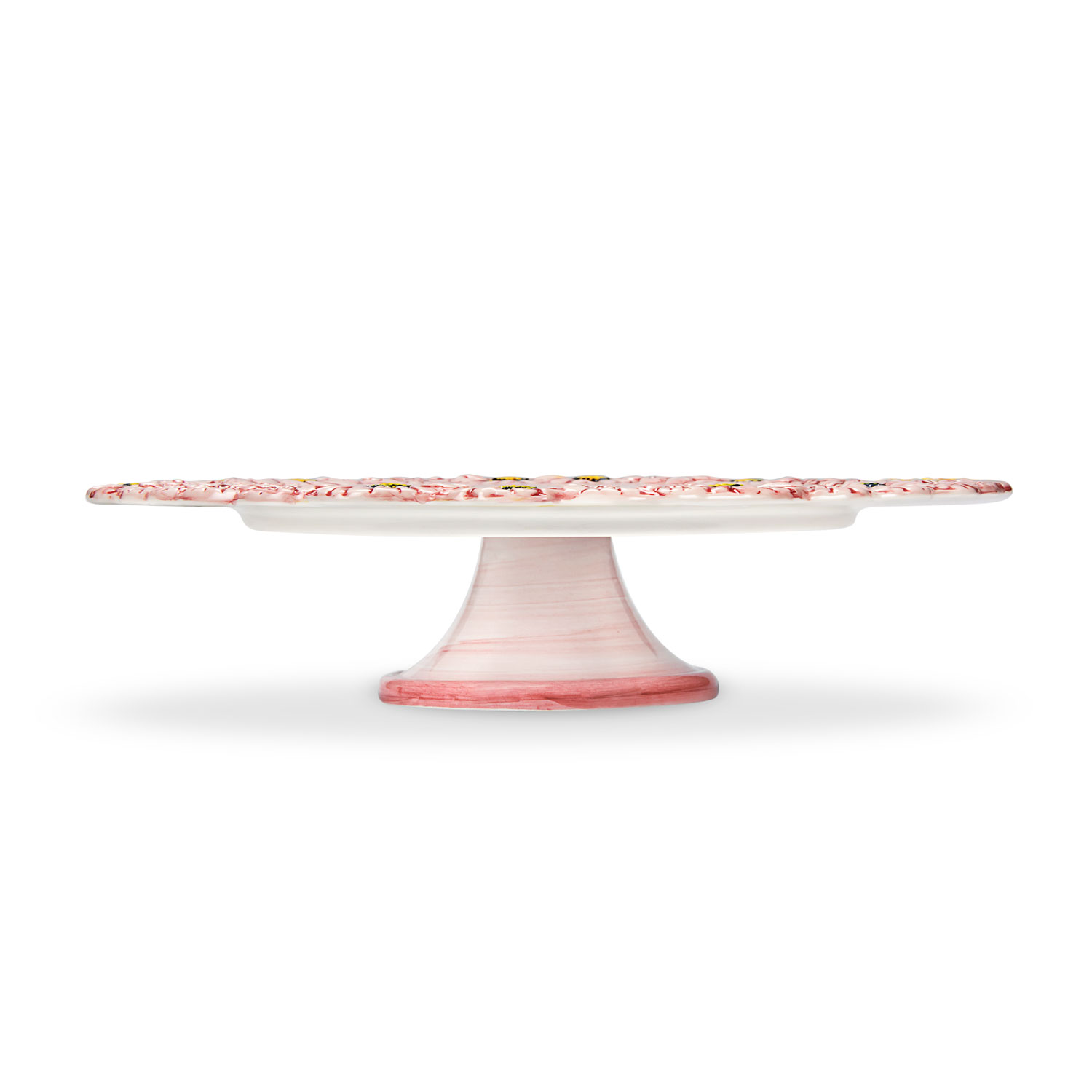 Alzata grande in ceramica decorata rosa