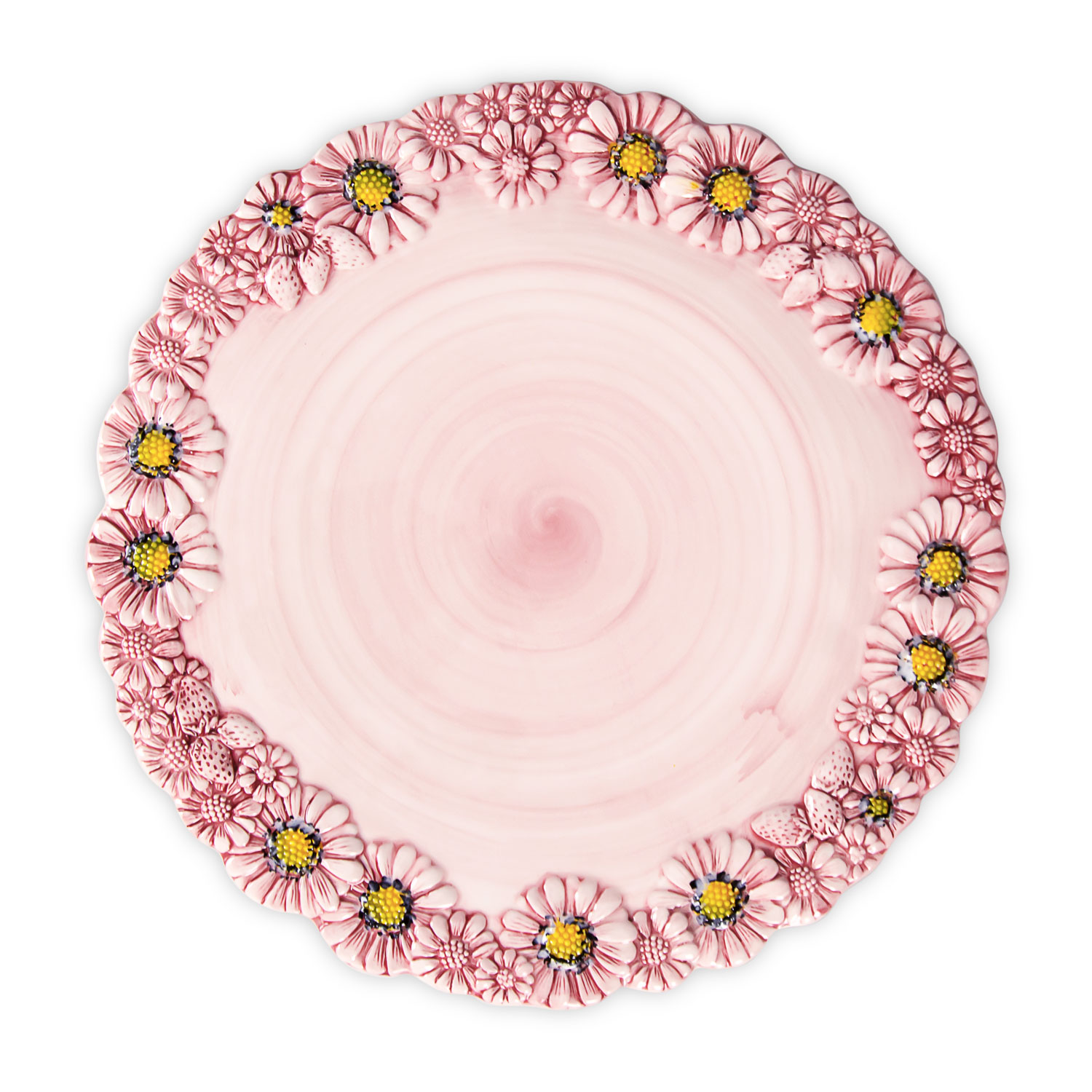 Alzata grande in ceramica decorata rosa