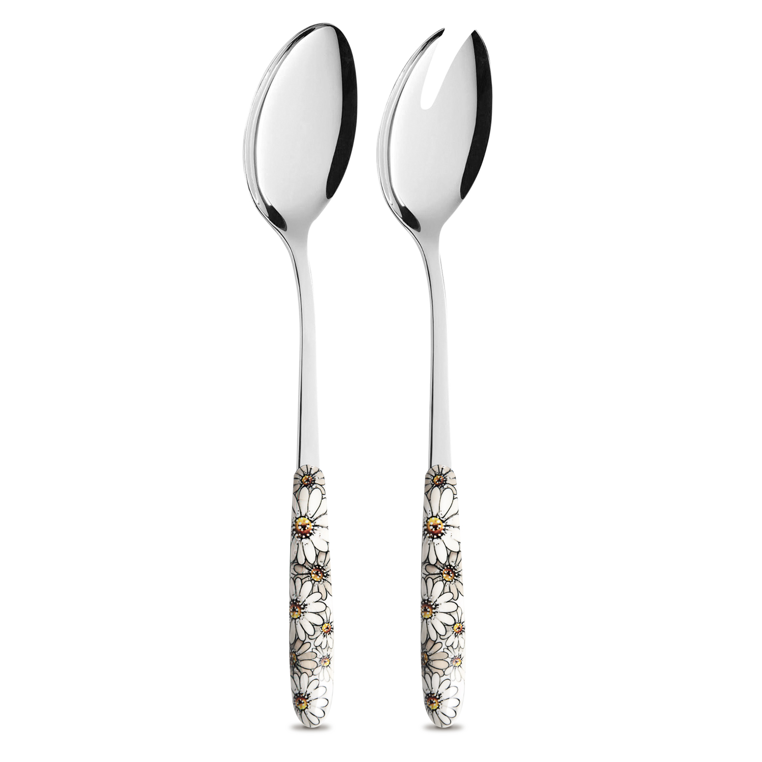 Posate insalata manico decorato margherite 