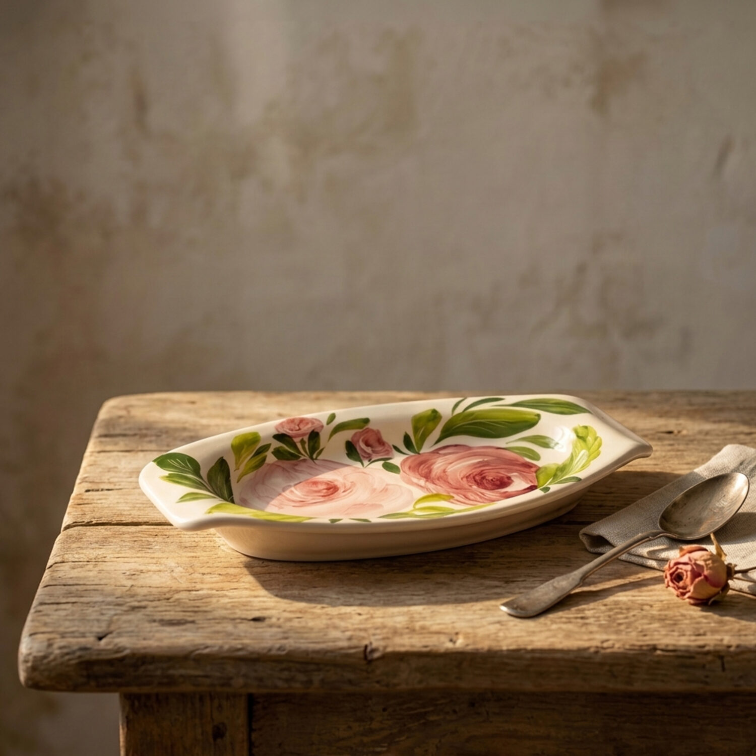 Vassoio da aperitivo in ceramica decorata Rose