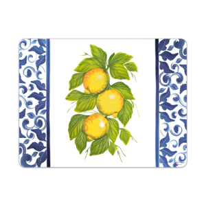 Tovaglietta americana decorata limoni damascato blu