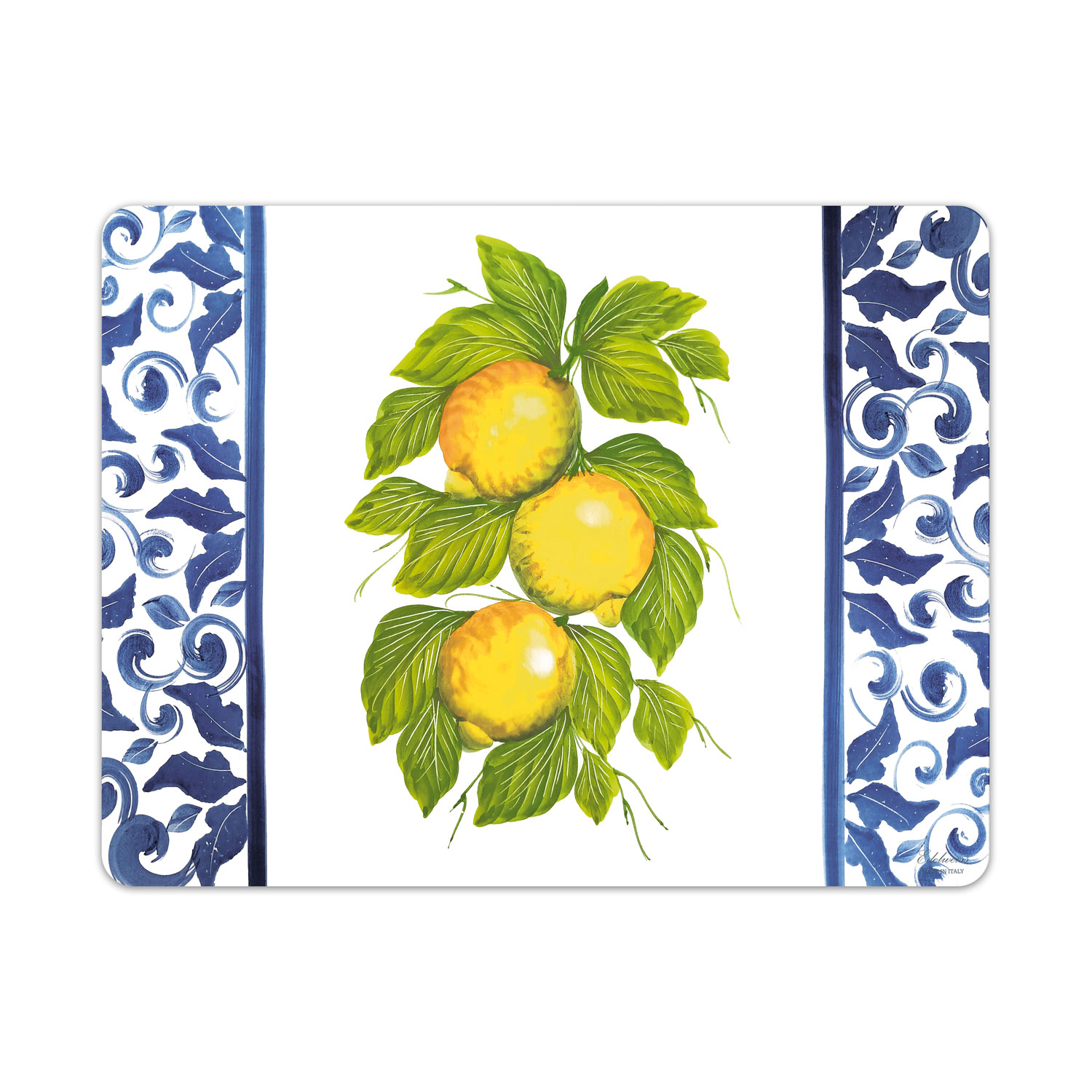 Decorated placemat lemons damask