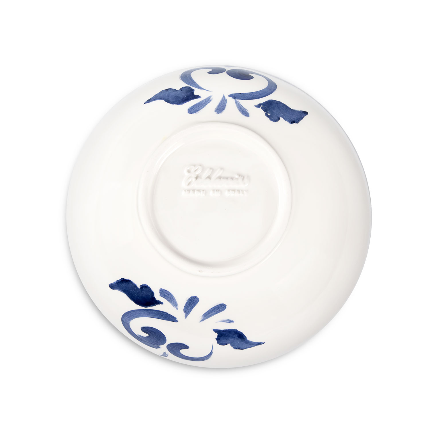 Ciotola in ceramica decorata limoni damascato blu da 19