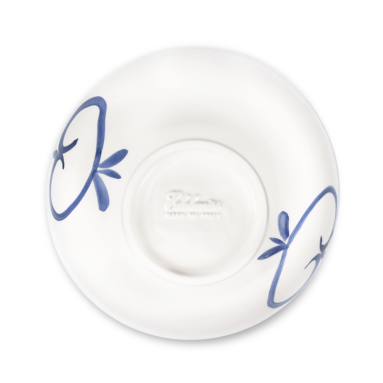 Ciotola in ceramica decorata limoni e damascato blu da 23