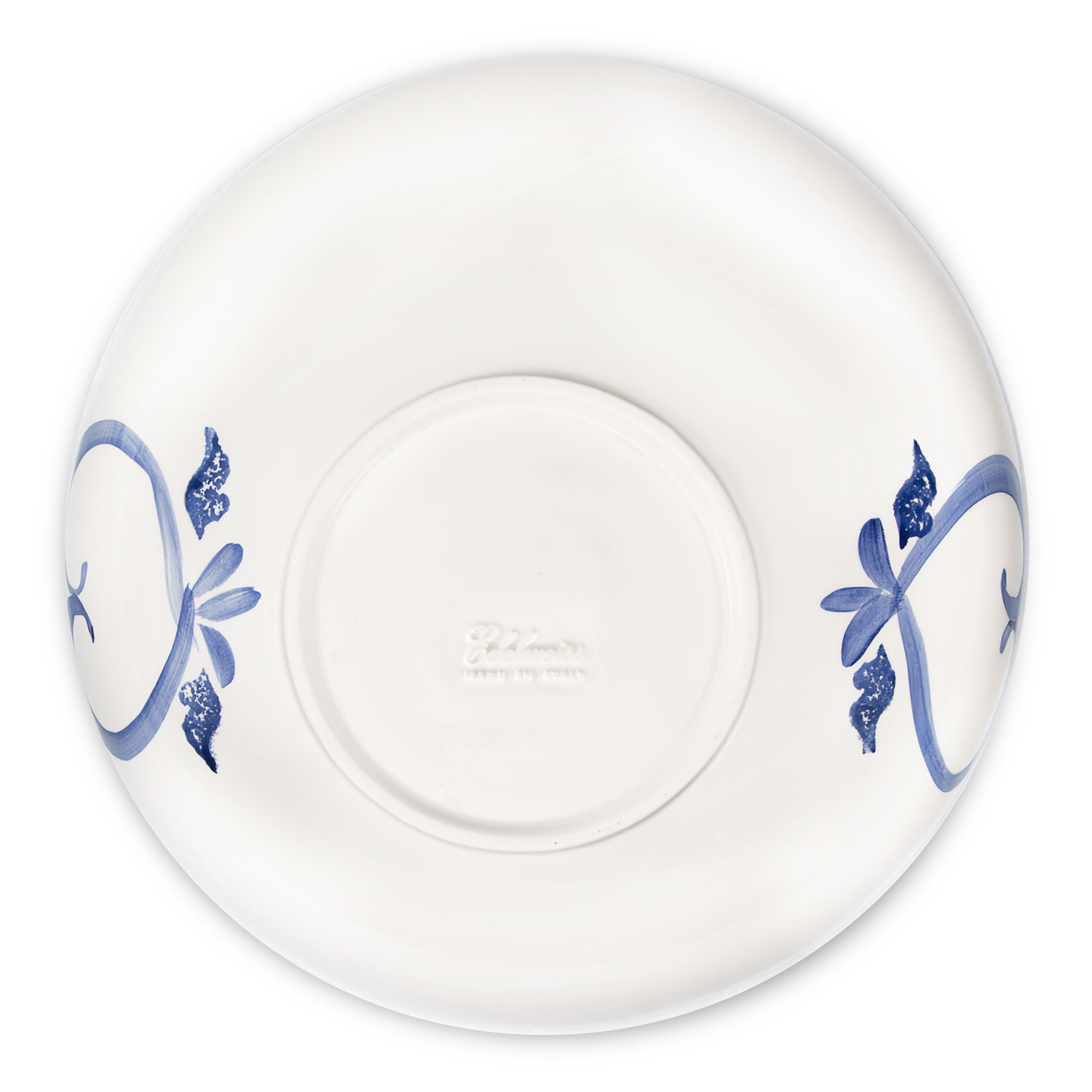 Ciotola in ceramica decorata limoni damascato blu da 34