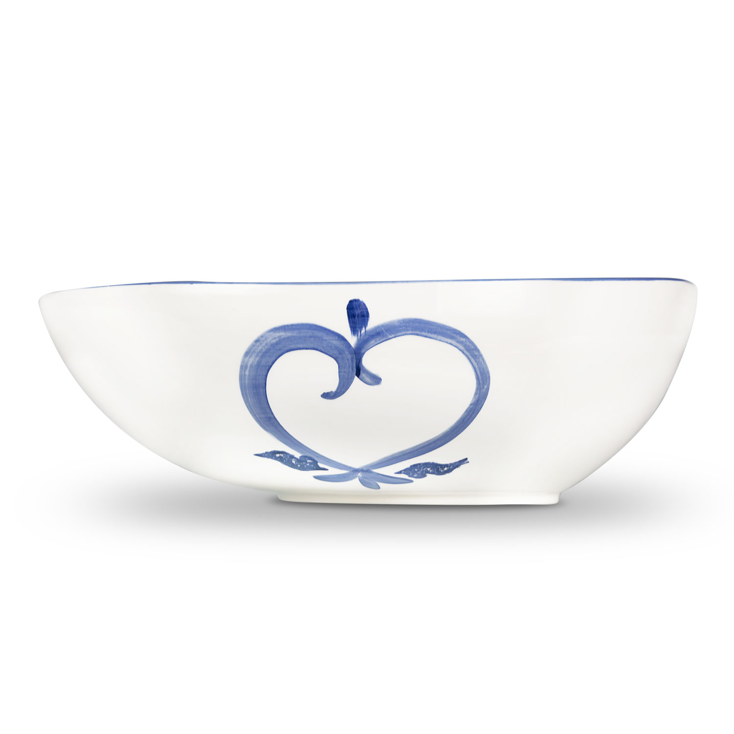 Ciotola in ceramica decorata limoni damascato blu da 34