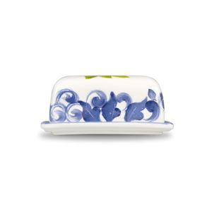 Burriera in ceramica decorata limoni e damascato blu