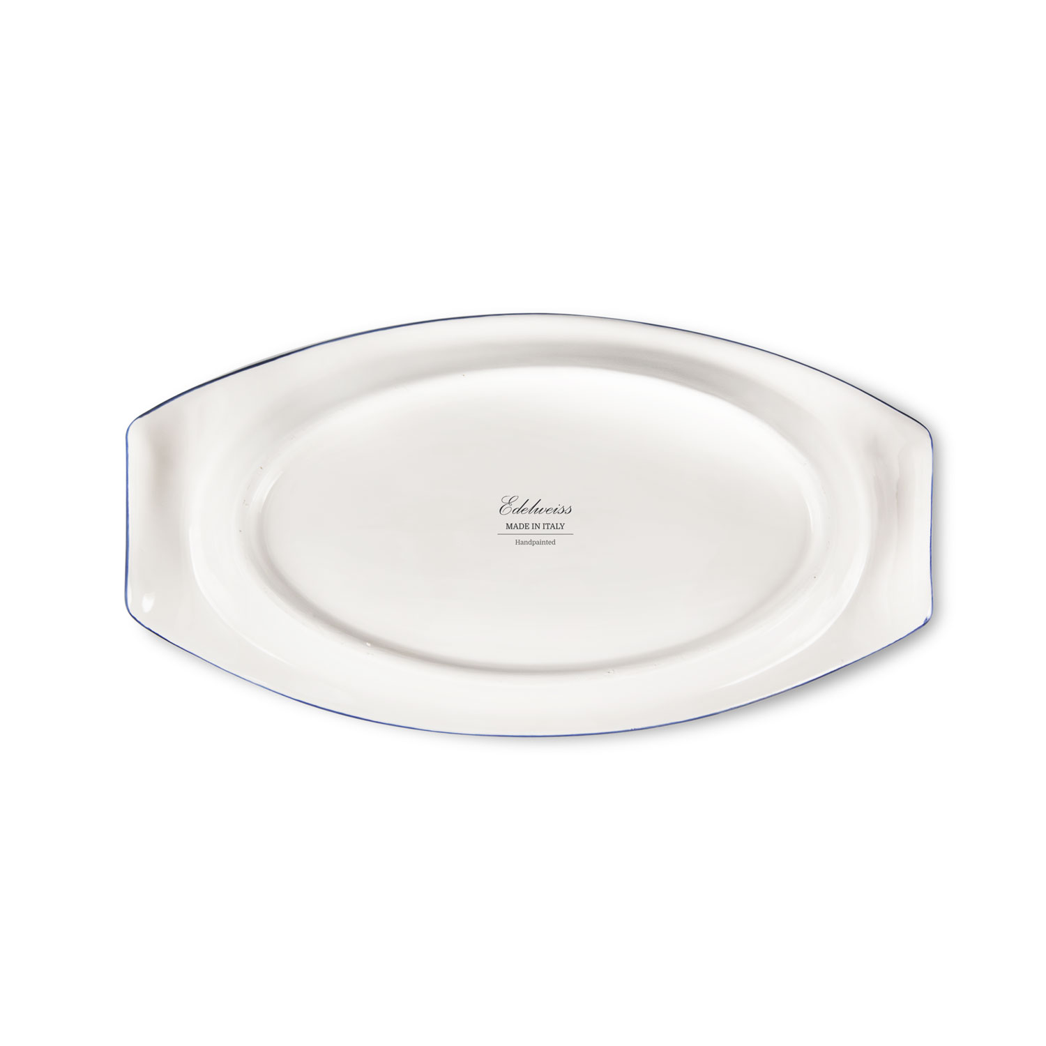 Vassoio da aperitivo in ceramica decorata limoni damascato blu