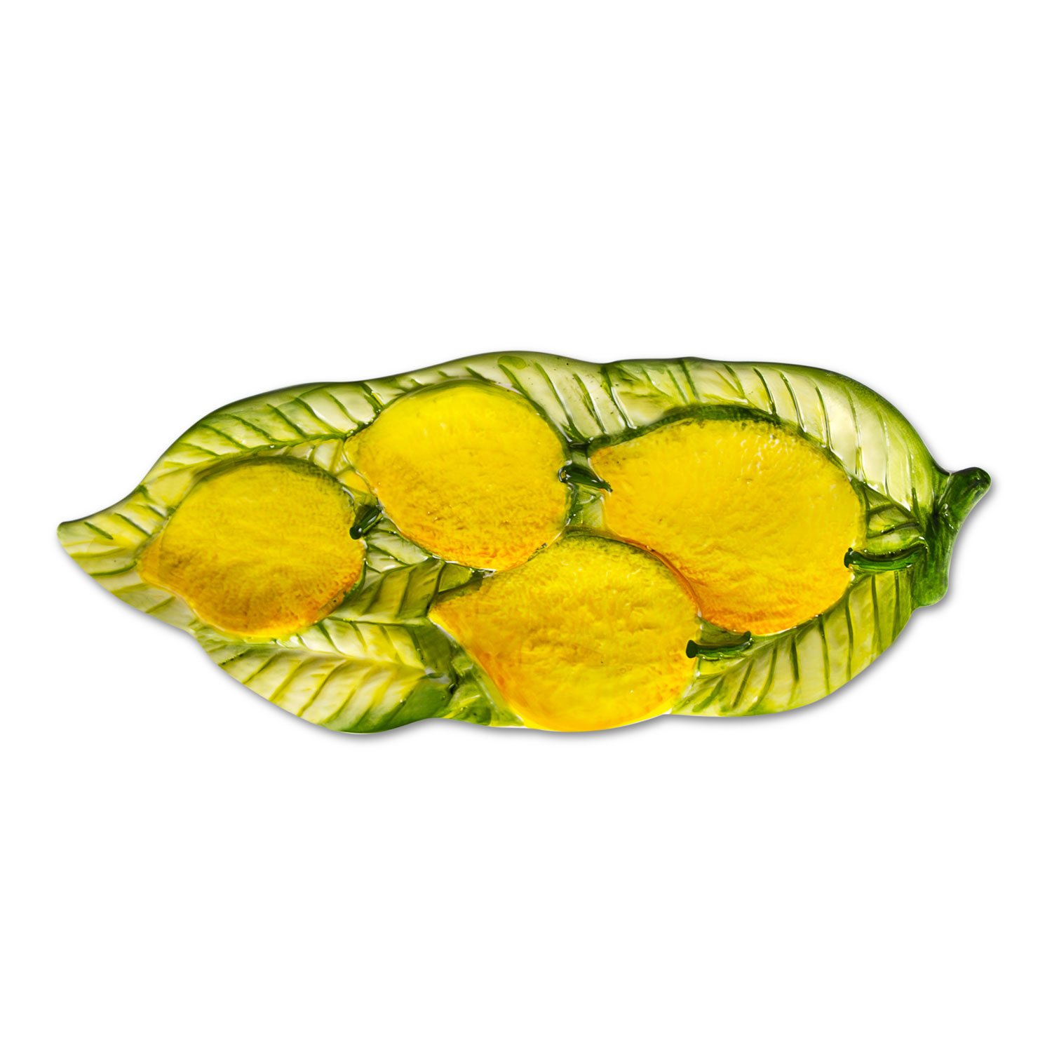 Poggiamestolo in ceramica decorata limoni rilievo