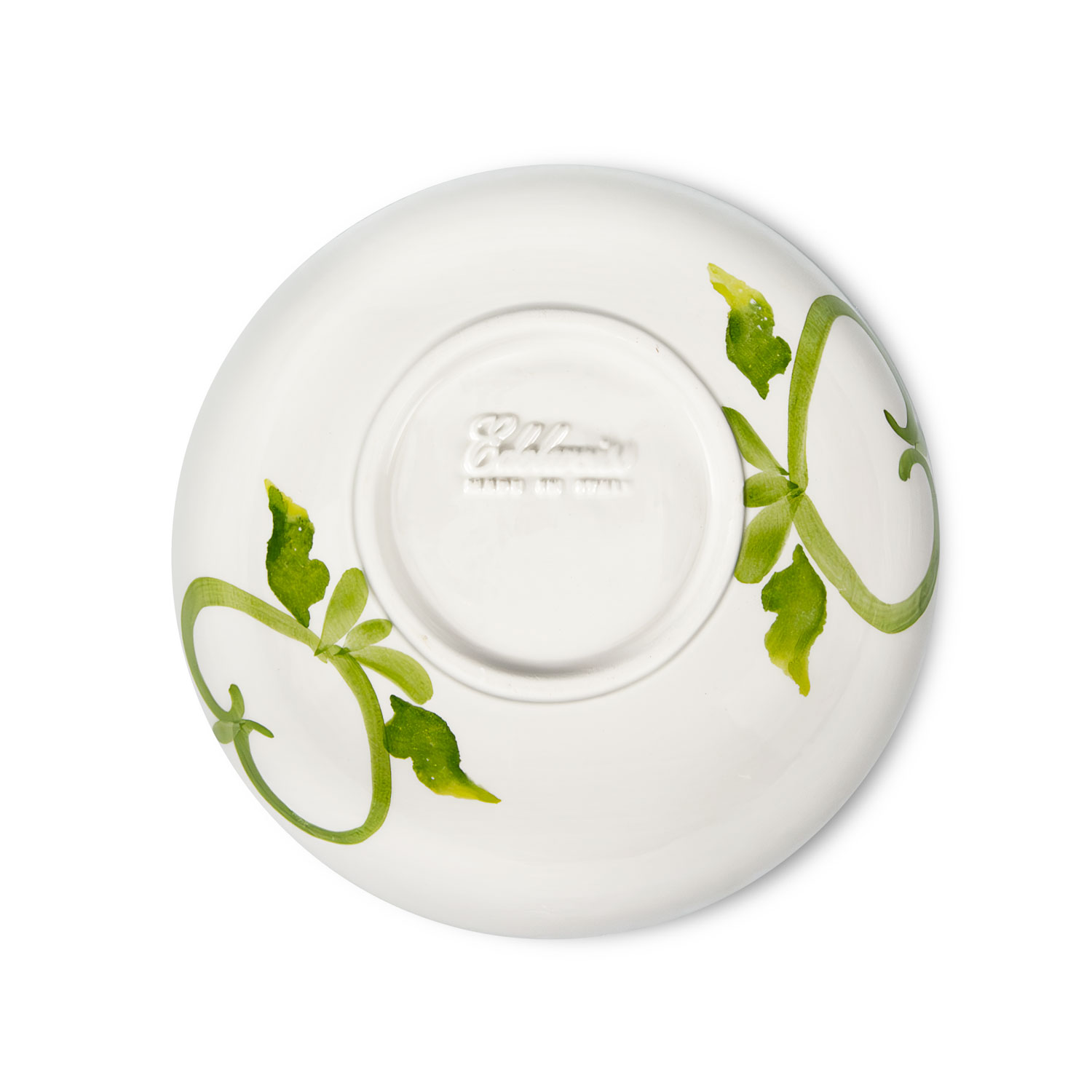 Ciotola in ceramica decorata limoni damascato verde da 19