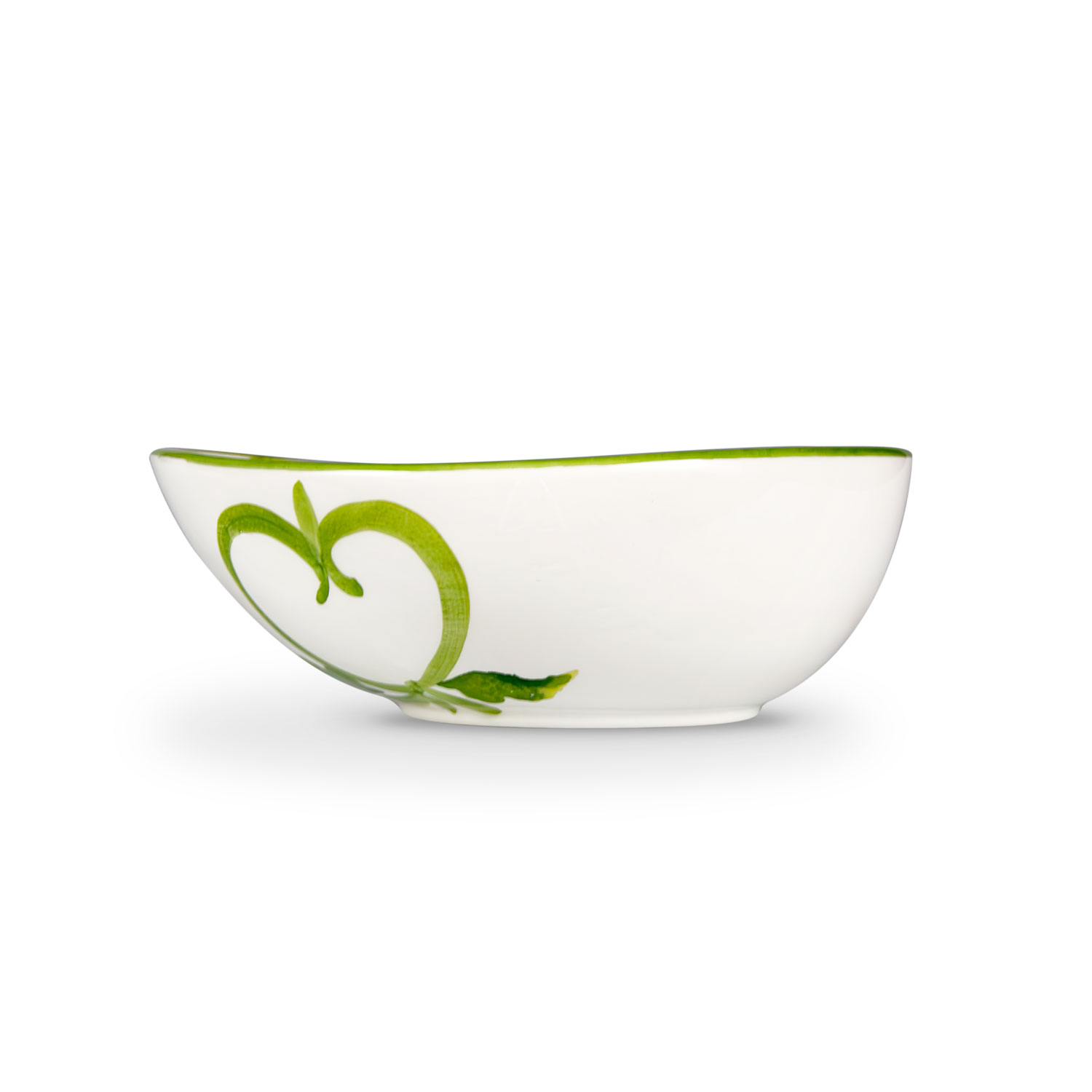 Ciotola in ceramica decorata limoni damascato verde da 19