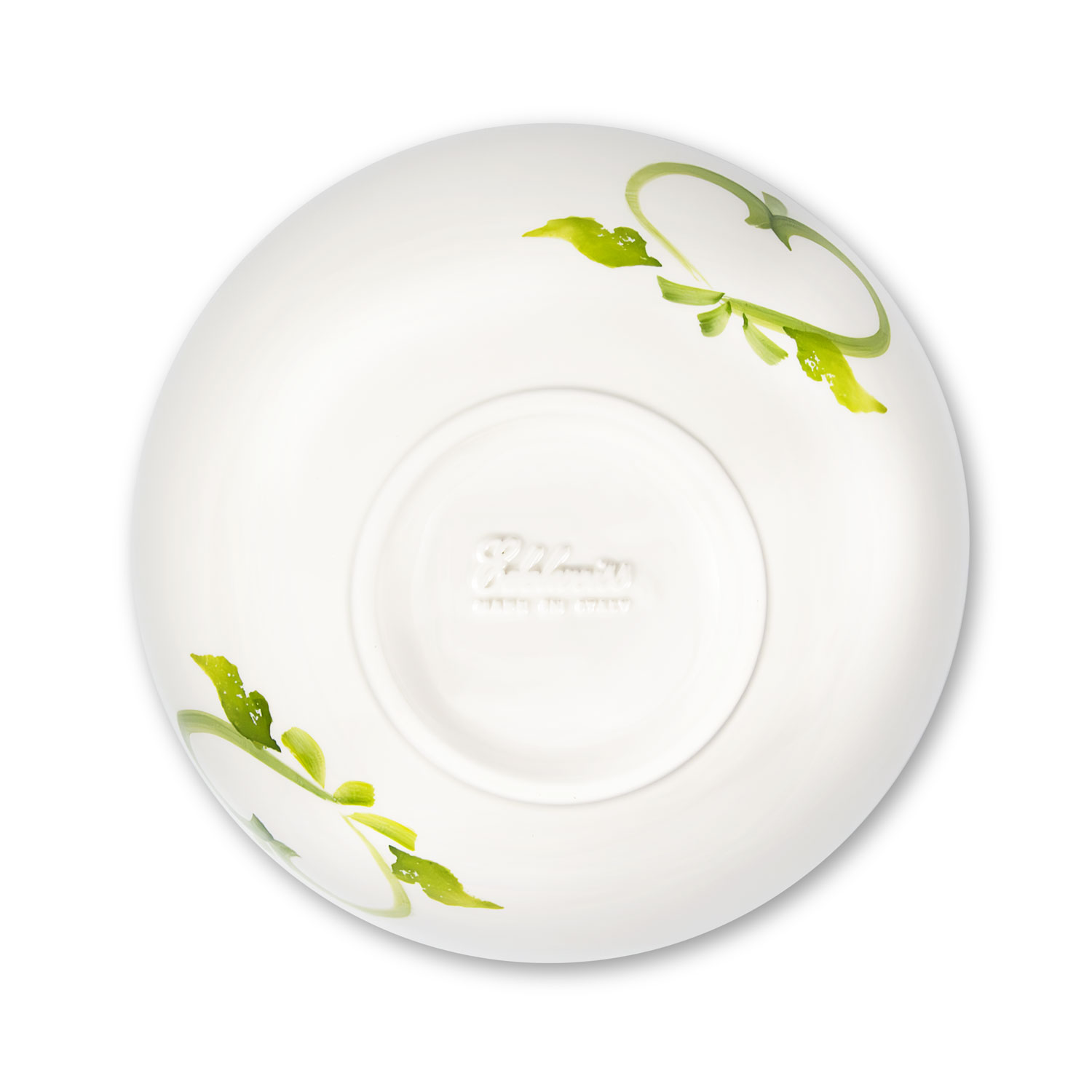 Ciotola in ceramica decorata limoni e damascato verde da 23