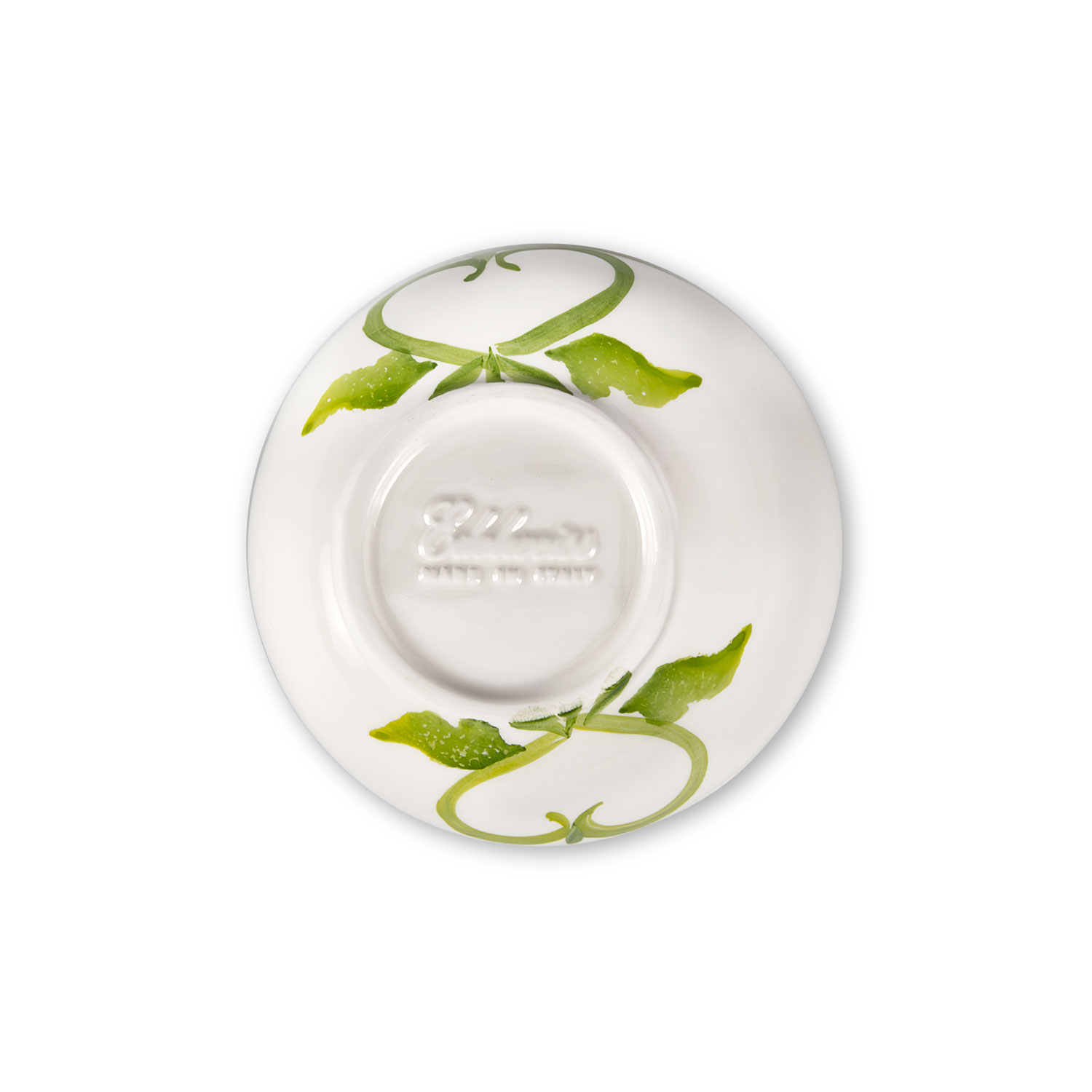 Ciotola in ceramica decorata limoni e damascato verde da 14