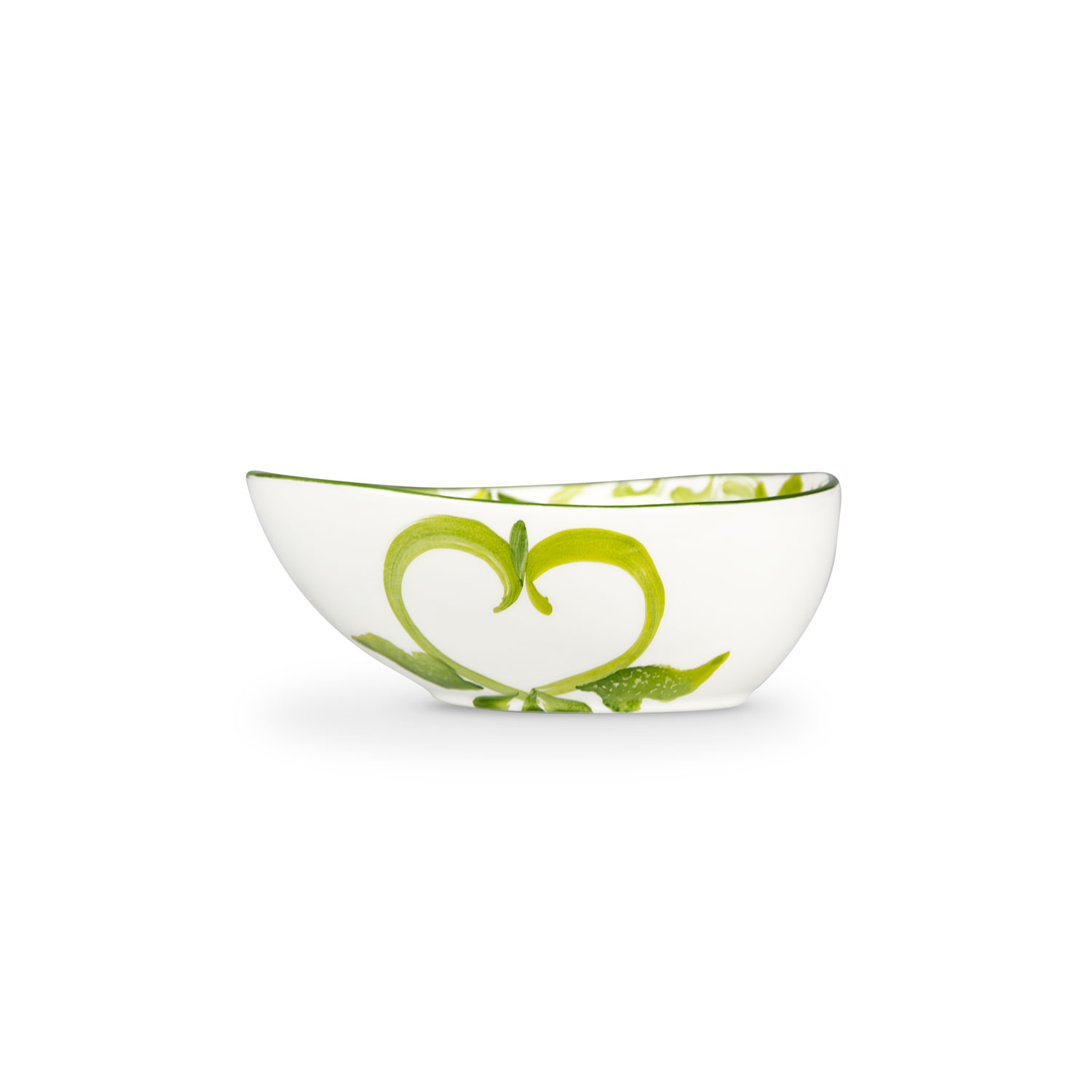 Ciotola in ceramica decorata limoni e damascato verde da 14