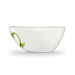 Ciotola in ceramica decorata limoni e damascato verde da 23