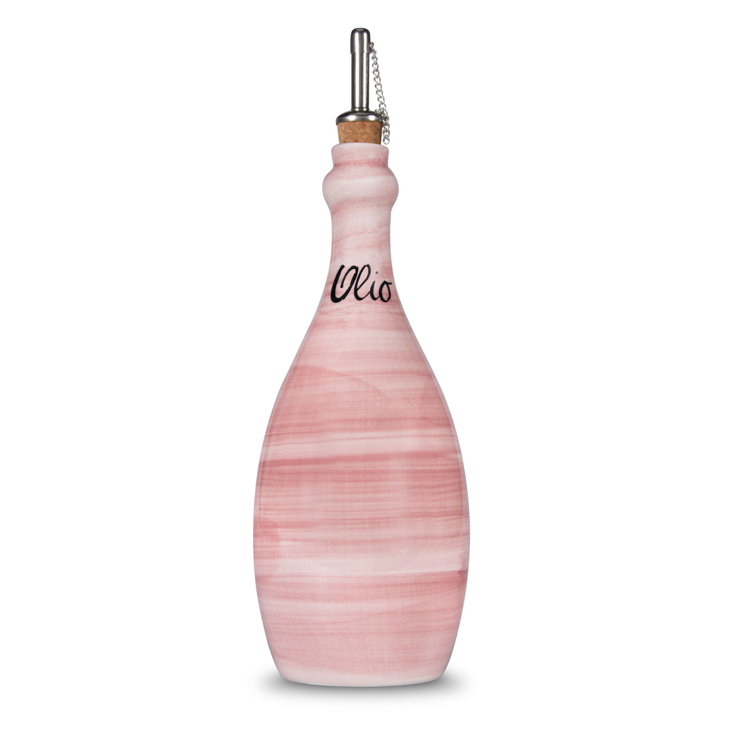 Bottiglia olio in ceramica decorata rosa 750 ml
