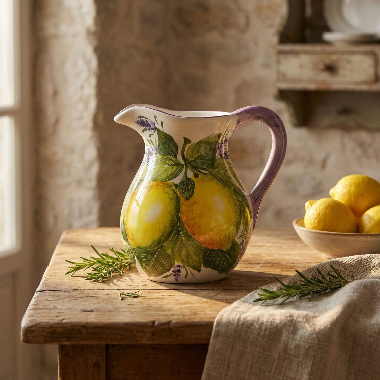 Brocca decoro limoni e lavanda