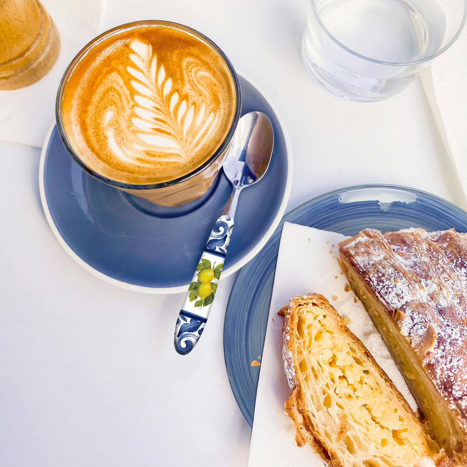 Cucchiaino Limoni damascato blu