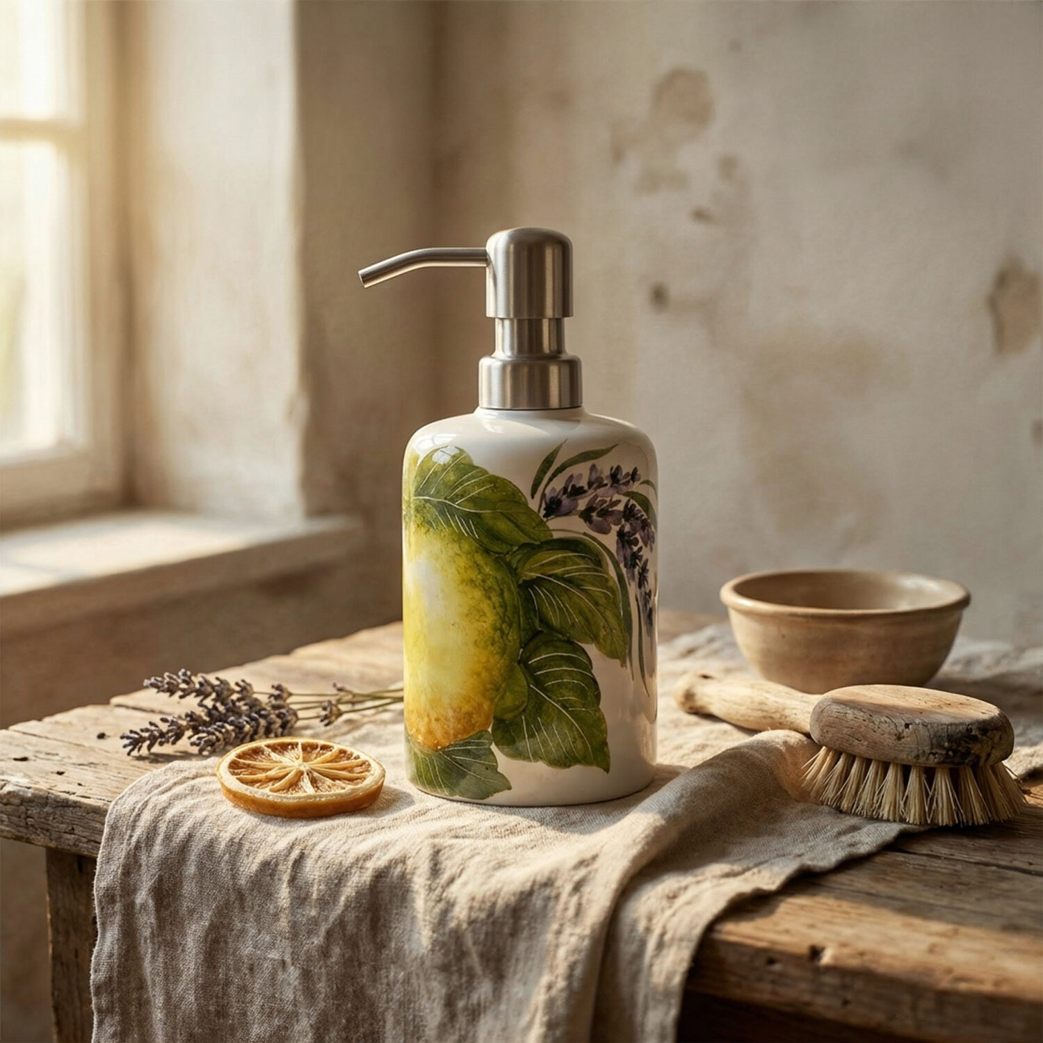 Dispenser decorato Limoni lavanda