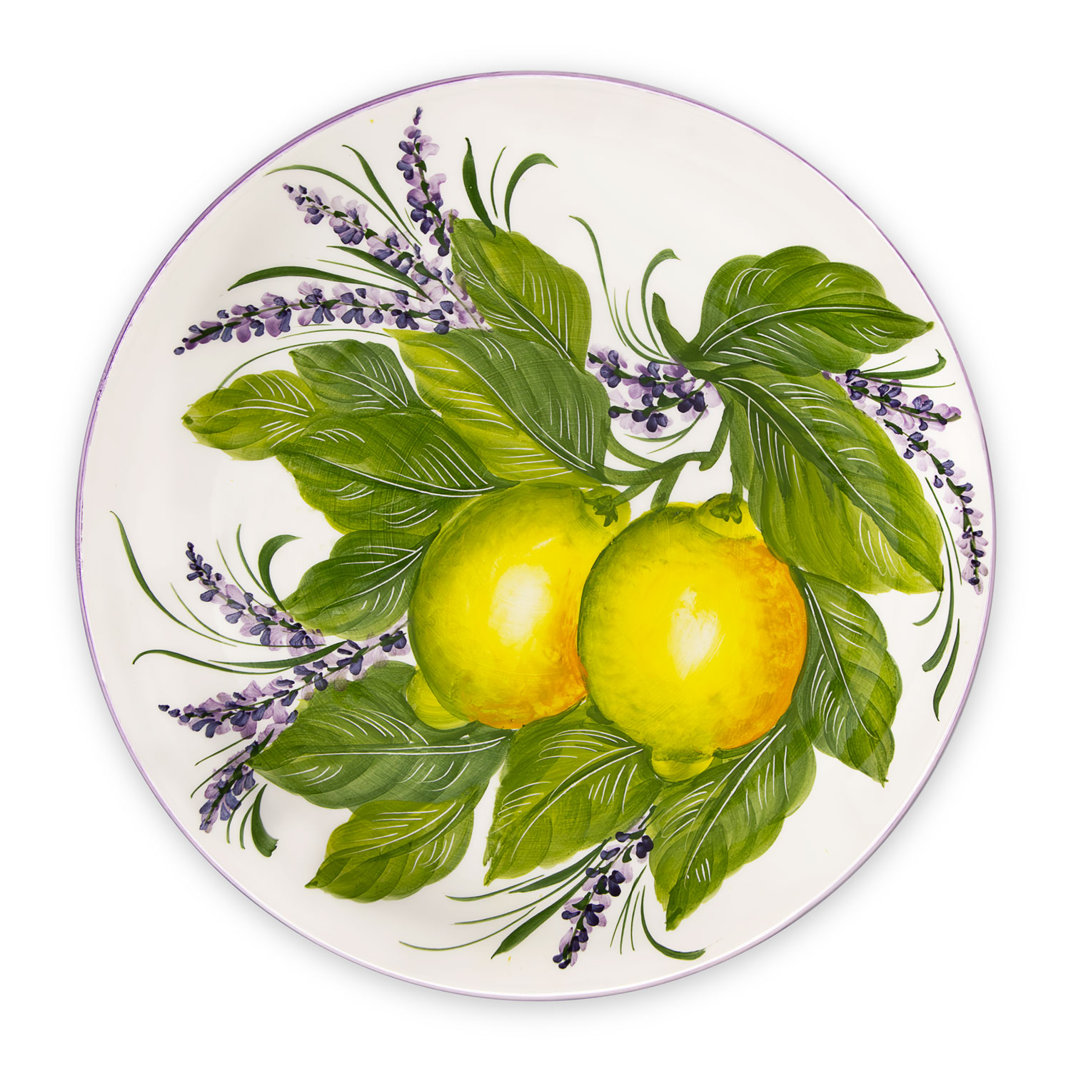 Piatto piano decorato con Limoni e Lavanda