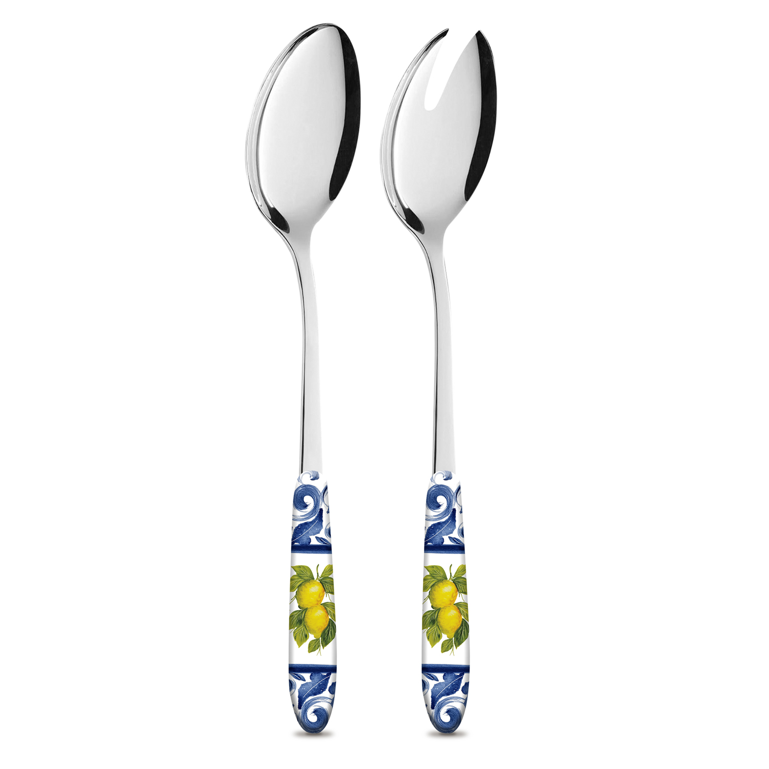 Posate per insalata Limoni damascato blu