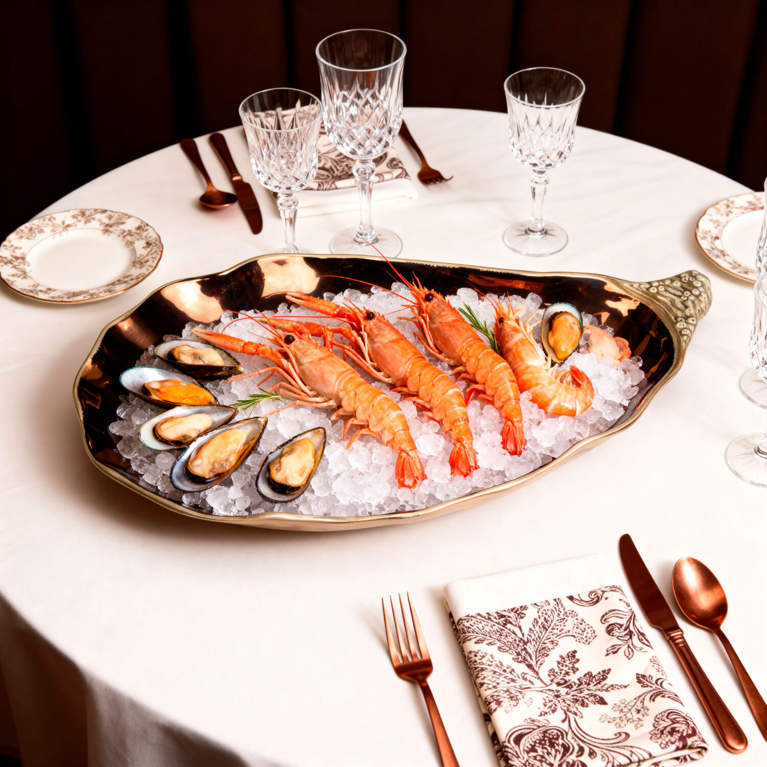 Vassoio ostrica grande rame