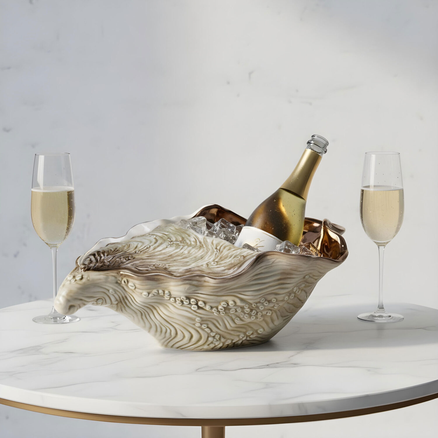 Copper oyster champagne holder