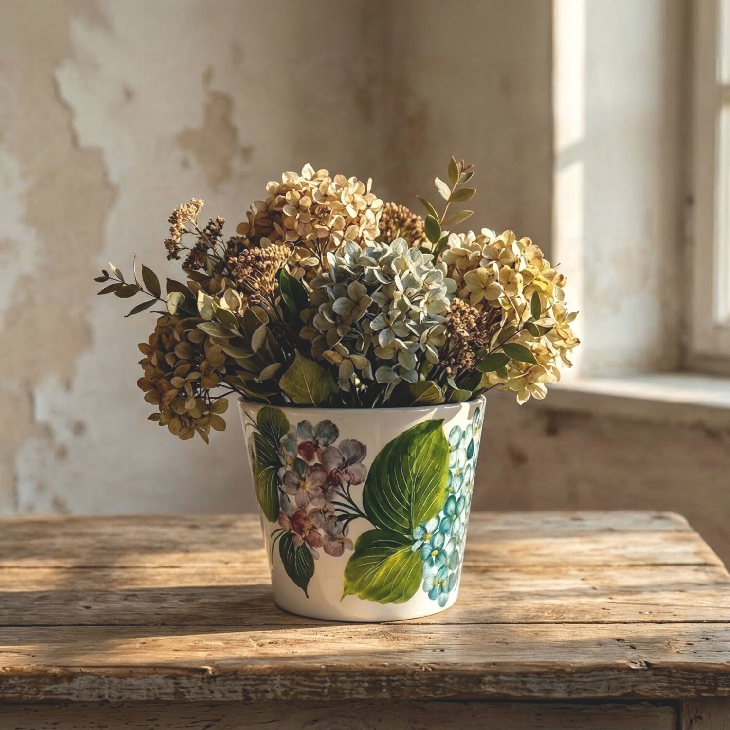 Vaso decorato Ortensie