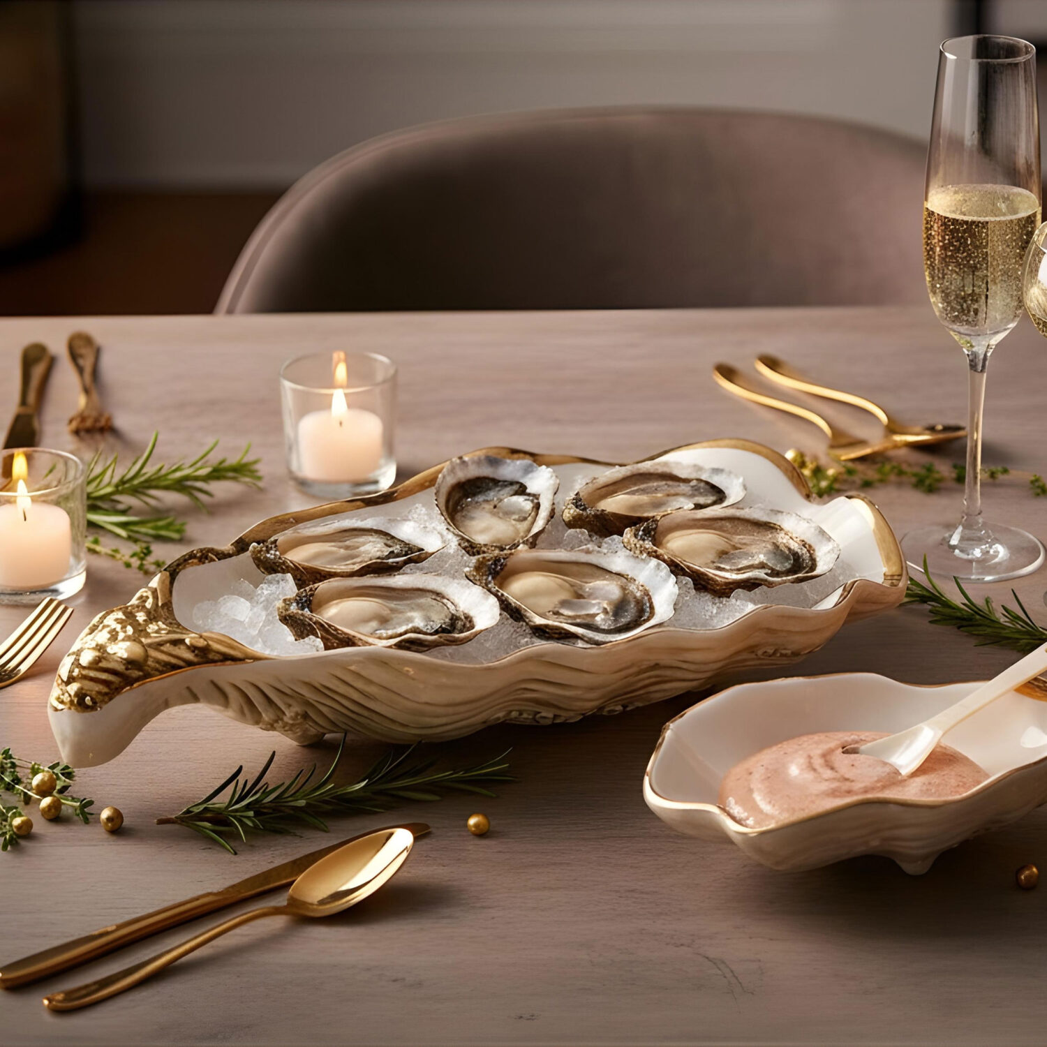 Vassoio ostrica media oro