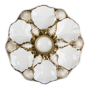Gold oyster serving dish