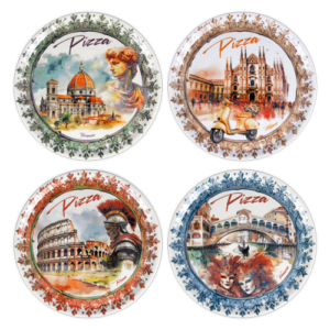 Cities pizza plate set
