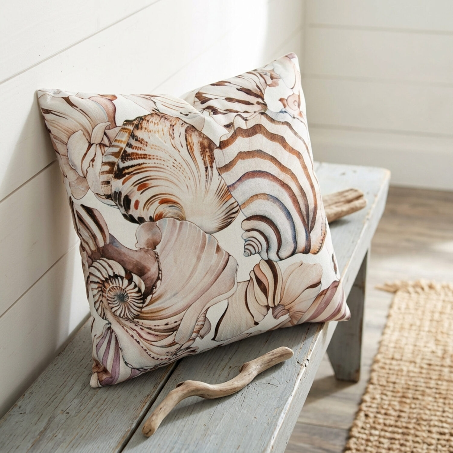Pillow with seashelss