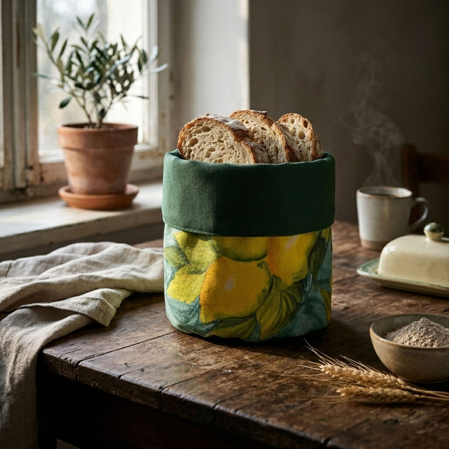 Bread basket with lemons
