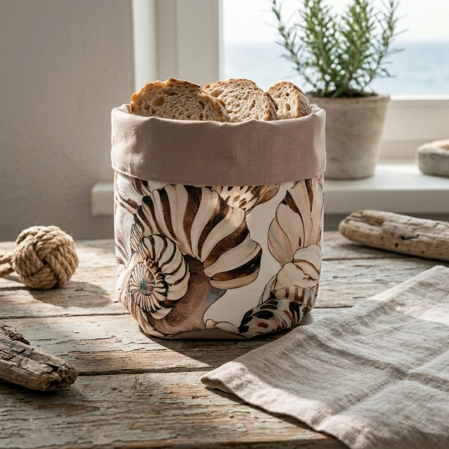 Bread basket with seashells