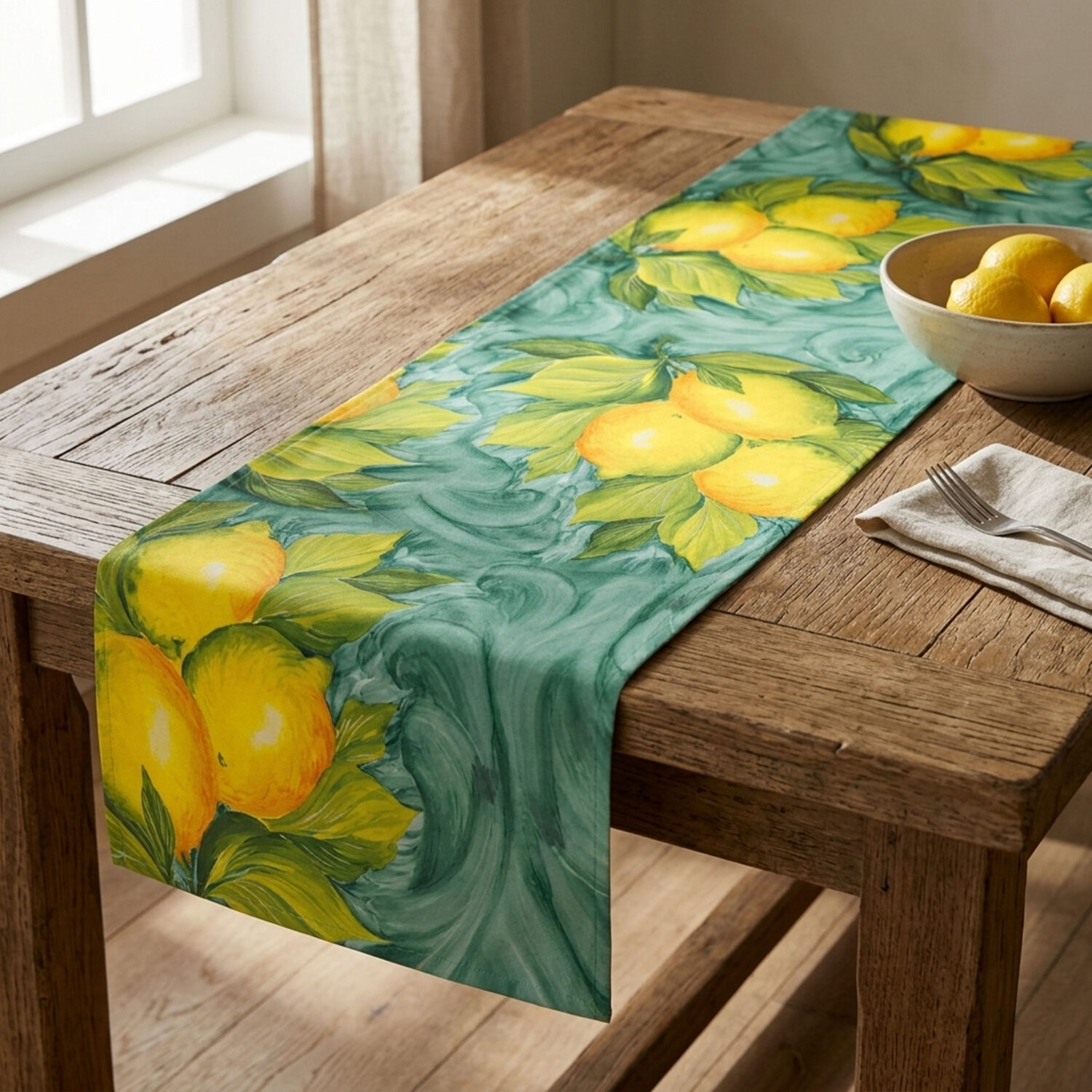 Table runner with lemons