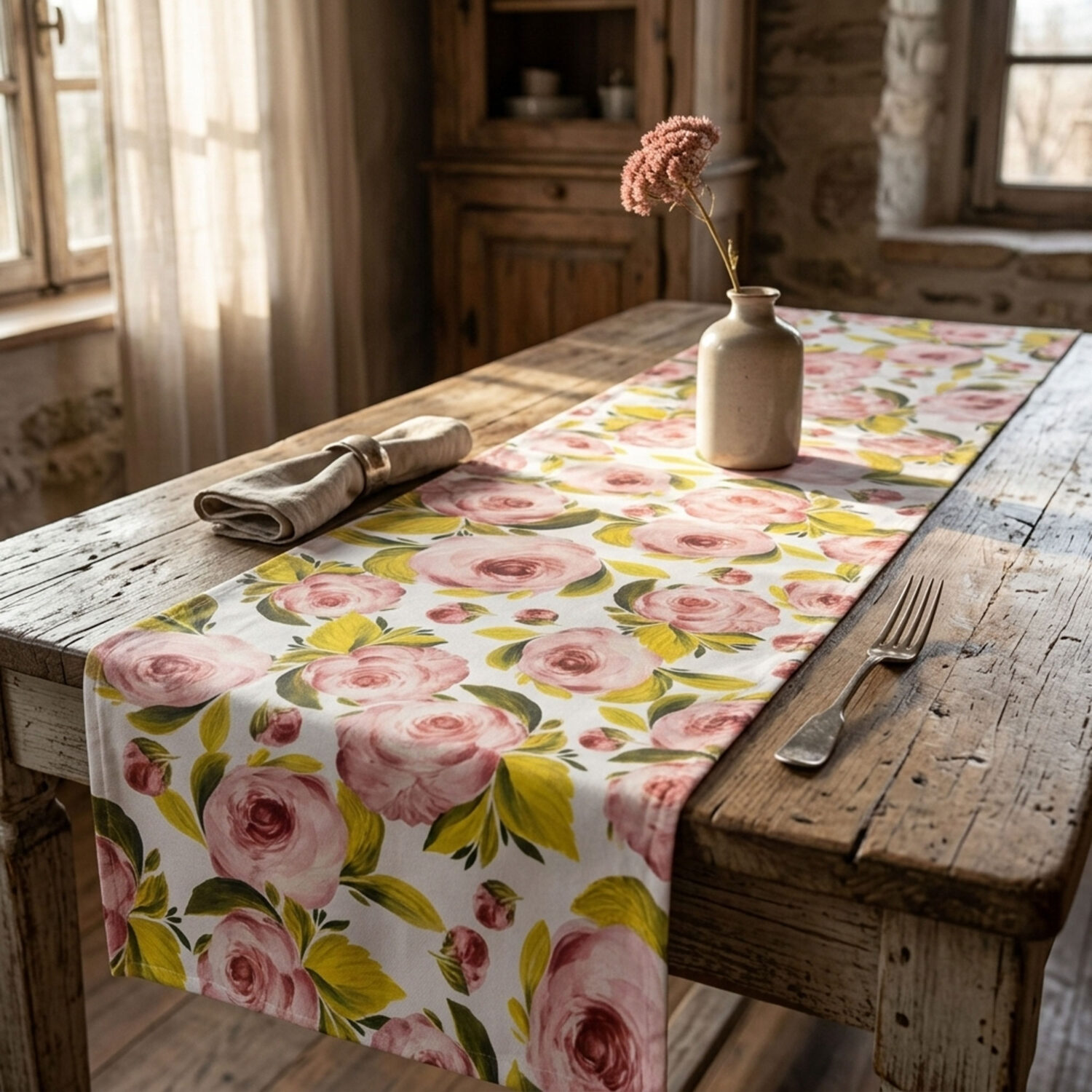 Table runner roses