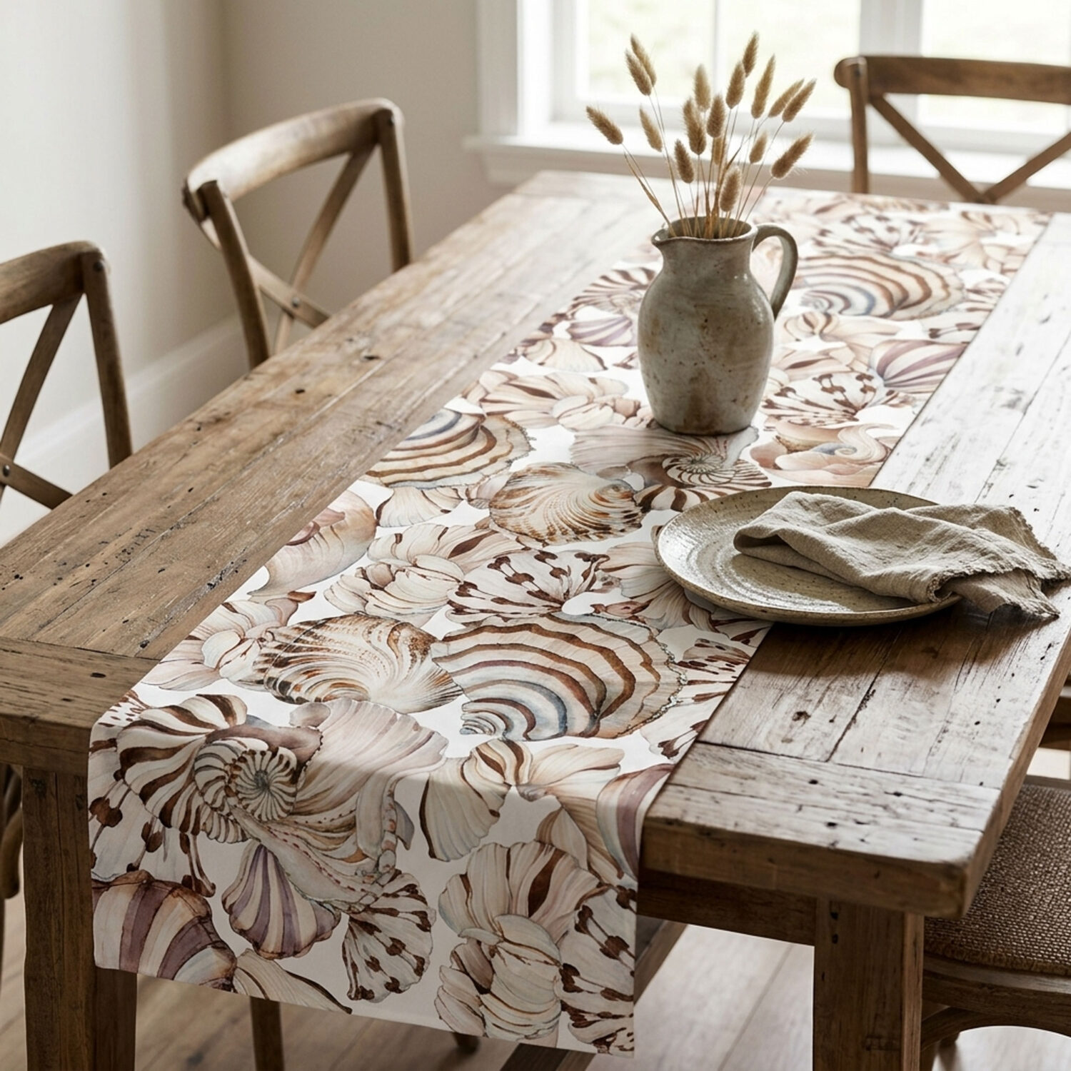 Table runner seashells